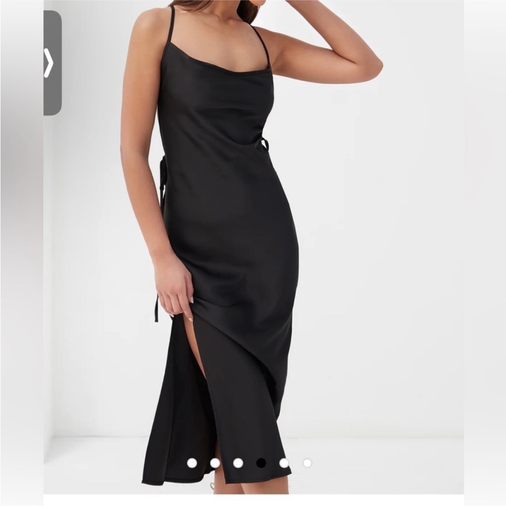 Black Satin Midi dress